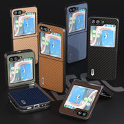 For Samsung Galaxy Z Flip5 ABEEL Carbon Fiber Texture Protective Phone Case(Green)