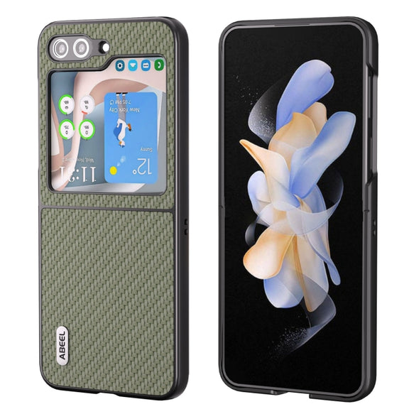 For Samsung Galaxy Z Flip5 ABEEL Carbon Fiber Texture Protective Phone Case(Green)