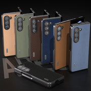 For Samsung Galaxy Z Fold5 ABEEL Carbon Fiber Texture Protective Phone Case(Dark Brown)