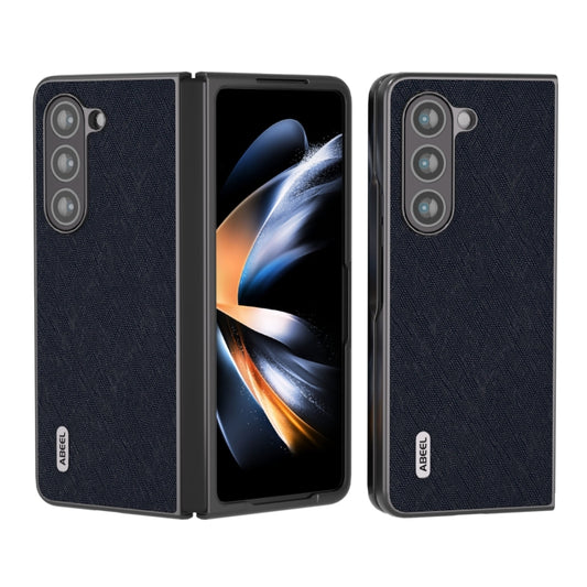 For Samsung Galaxy Z Fold5 ABEEL Cross Texture Genuine Leather Phone Case(Blue) - free shipping - PMC Jewellery - Order now!