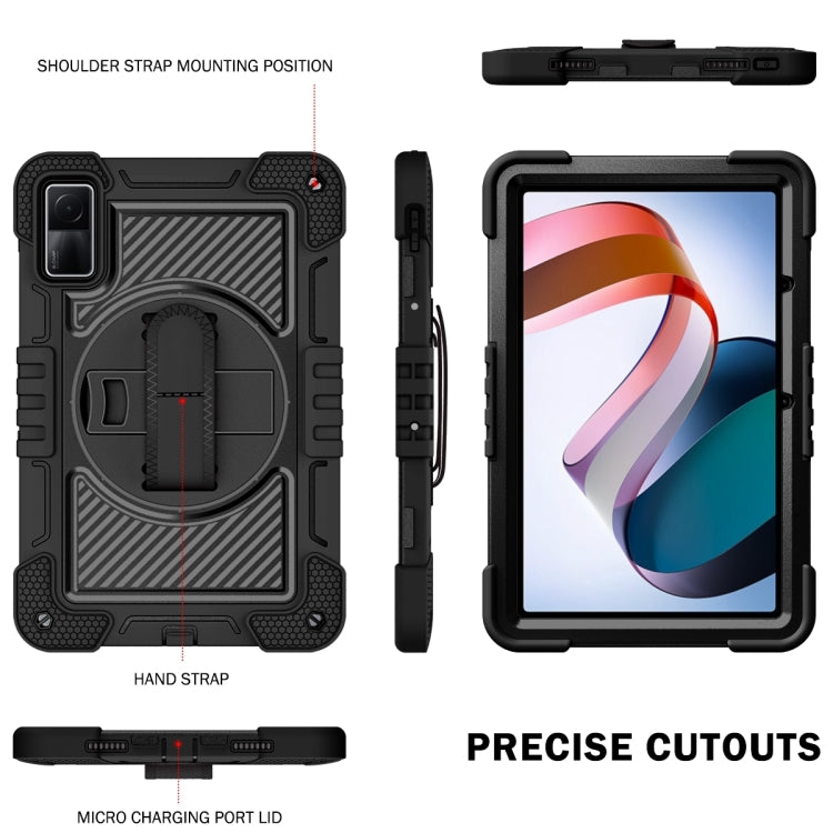 For Xiaomi Redmi Pad 10.61 360 Degree Rotation PC Contrast Silicone Tablet Case(Black)