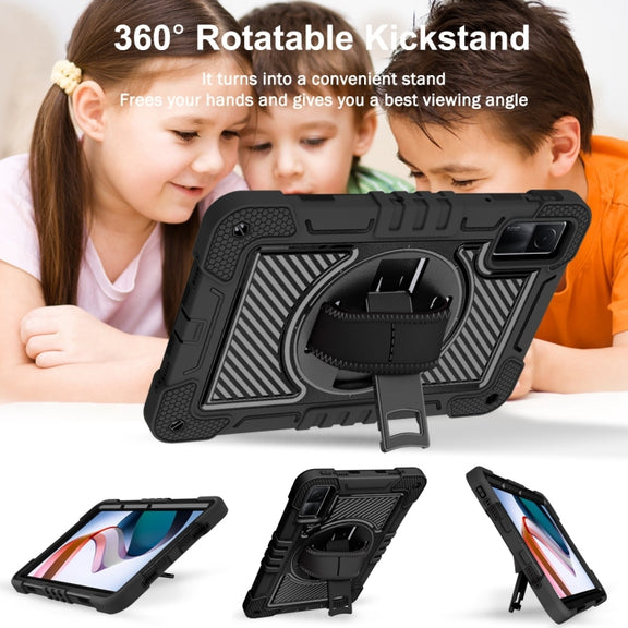 For Xiaomi Redmi Pad 10.61 360 Degree Rotation PC Contrast Silicone Tablet Case(Black)