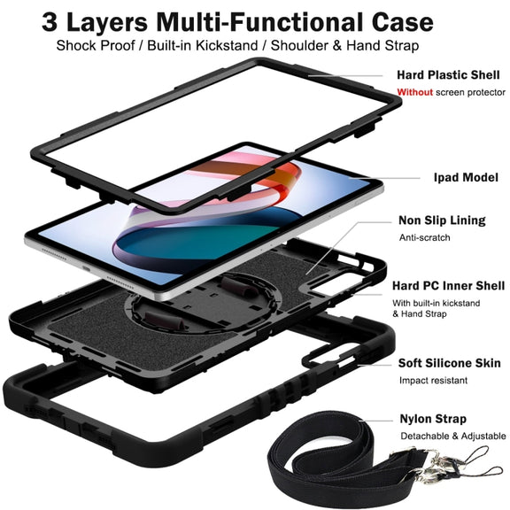 For Xiaomi Redmi Pad 10.61 360 Degree Rotation PC Contrast Silicone Tablet Case(Black)