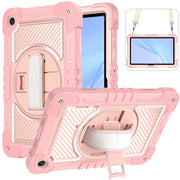 For Huawei MatePad SE 10.4 360 Degree Rotation PC Contrast Silicone Tablet Case(Rose Gold)