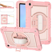 For Huawei MatePad SE 10.4 360 Degree Rotation PC Contrast Silicone Tablet Case(Rose Gold)