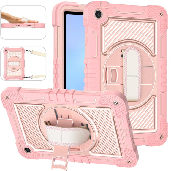 For Huawei MatePad SE 10.4 360 Degree Rotation PC Contrast Silicone Tablet Case(Rose Gold)
