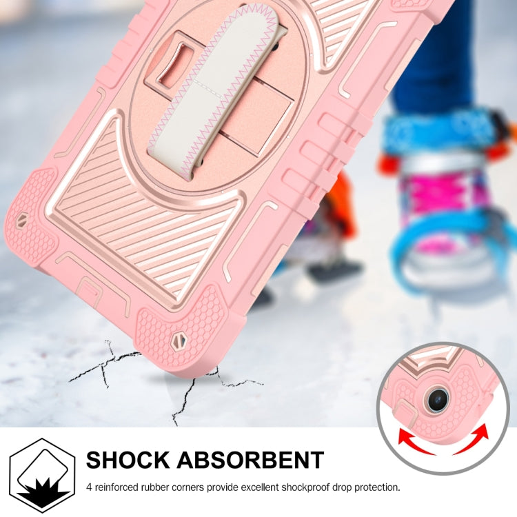 For Huawei MatePad SE 10.4 360 Degree Rotation PC Contrast Silicone Tablet Case(Rose Gold)