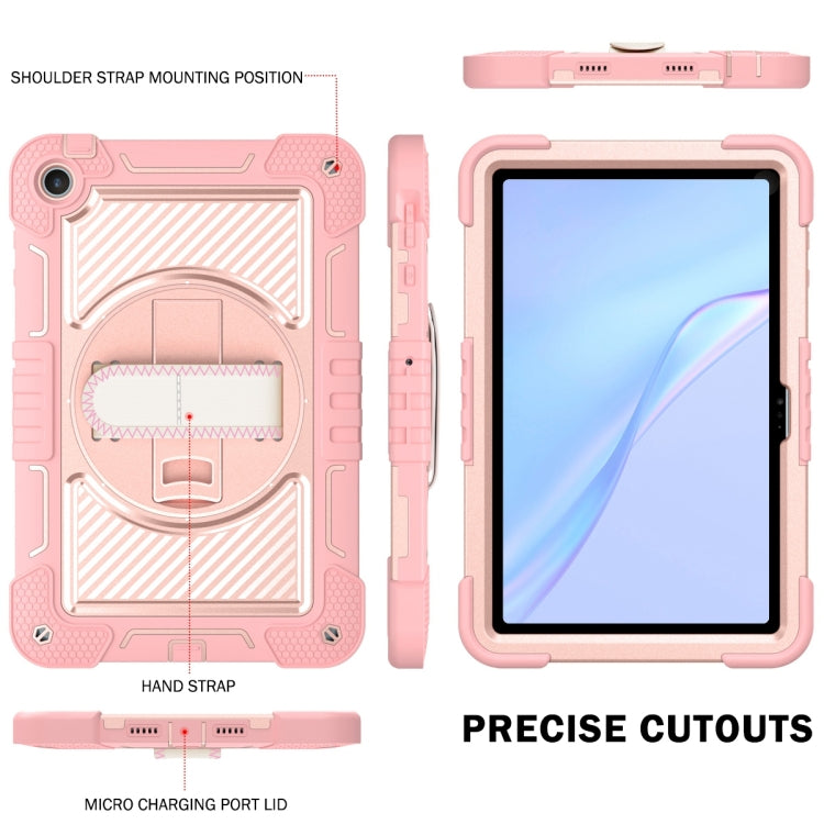 For Huawei MatePad SE 10.4 360 Degree Rotation PC Contrast Silicone Tablet Case(Rose Gold)