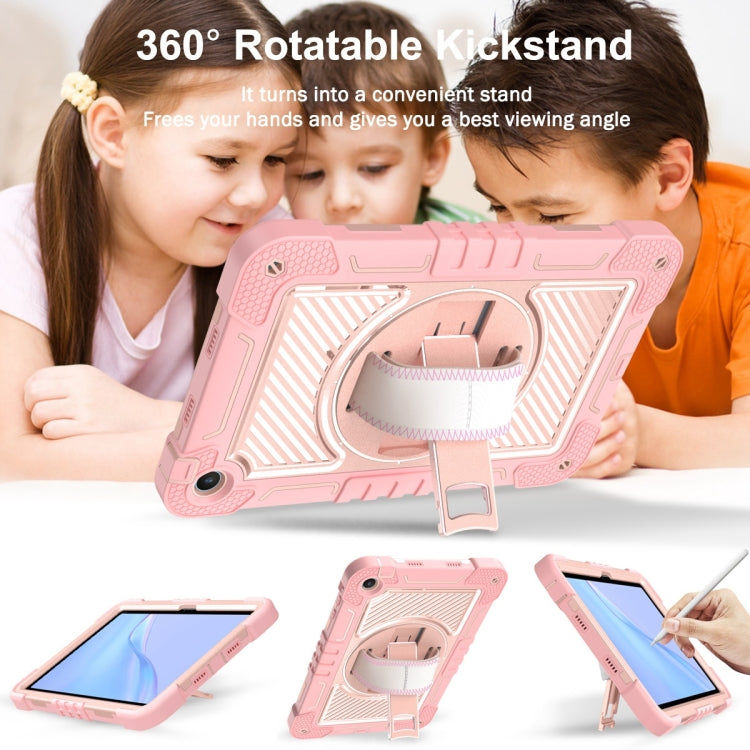 For Huawei MatePad SE 10.4 360 Degree Rotation PC Contrast Silicone Tablet Case(Rose Gold)