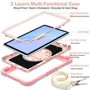 For Huawei MatePad SE 10.4 360 Degree Rotation PC Contrast Silicone Tablet Case(Rose Gold)