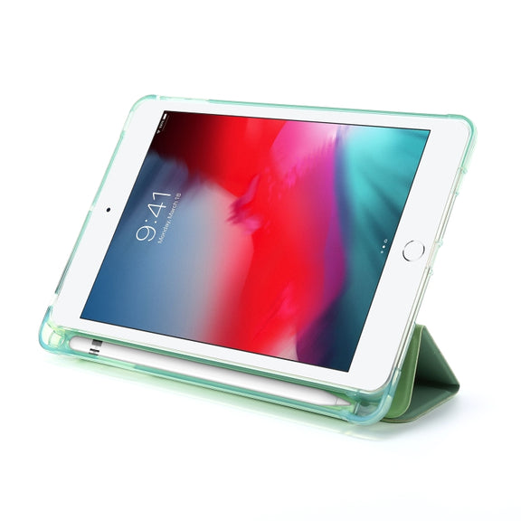 For iPad Mini (2019) Airbag Deformation Horizontal Flip Leather Case with Holder & Pen Holder(Mint Green)