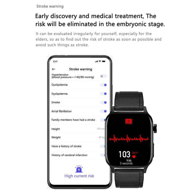 GT22 1.85 inch TFT Screen Leather Band Health Smart Watch, Support Bluetooth Call / Plateau Blood Oxygen / Body Temperature / Arrhythmia / TI Heart Rate Monitoring(Brown) -  by PMC TechLife | Online Shopping South Africa | PMC TechLife