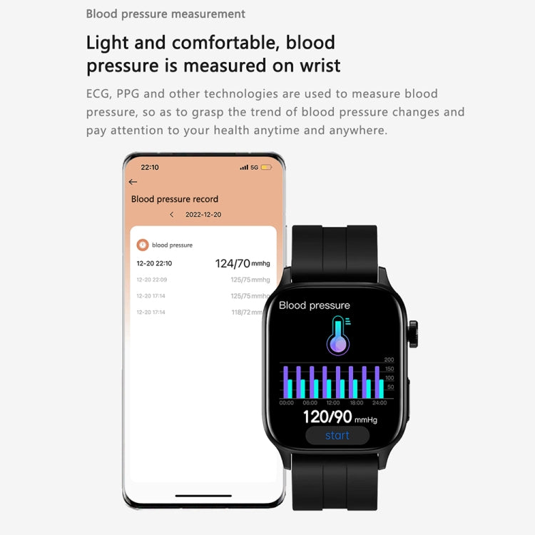 GT22 1.85 inch TFT Screen Leather Band Health Smart Watch, Support Bluetooth Call / Plateau Blood Oxygen / Body Temperature / Arrhythmia / TI Heart Rate Monitoring(Black) -  by PMC TechLife | Online Shopping South Africa | PMC TechLife