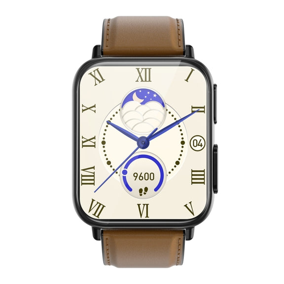TK10 1.91 inch IP68 Water-resistant Leather Band Smart Watch Supports AI Medical Diagnosis/ Blood Oxygen / Body Temperature Monitoring(Brown)
