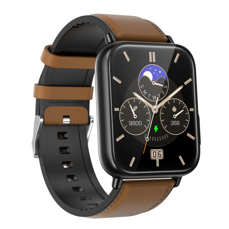 TK10 1.91 inch IP68 Water-resistant Leather Band Smart Watch Supports AI Medical Diagnosis/ Blood Oxygen / Body Temperature Monitoring(Brown)