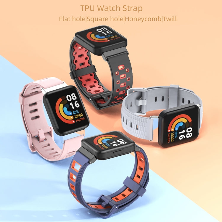 For Redmi Watch 3 Mijobs Square Hole Breathable TPU Watch Band(Black Grey) - Watch Bands by MIJOBS | Online Shopping South Africa | PMC TechLife | Buy Now Pay Later Mobicred