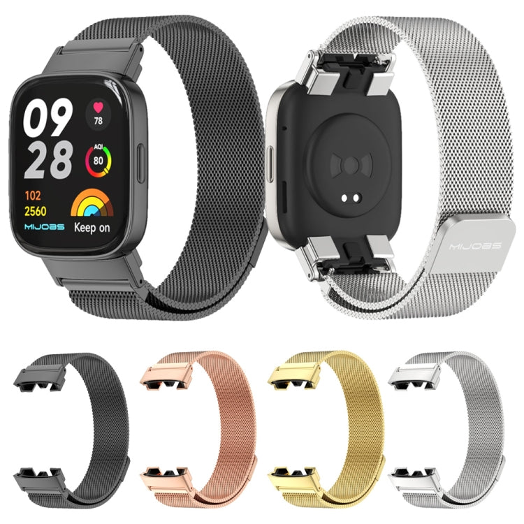 For Redmi Watch 3 Mijobs Milan Magnetic Metal Watch Band(Rose Gold) - Watch Bands by MIJOBS | Online Shopping South Africa | PMC TechLife | Buy Now Pay Later Mobicred