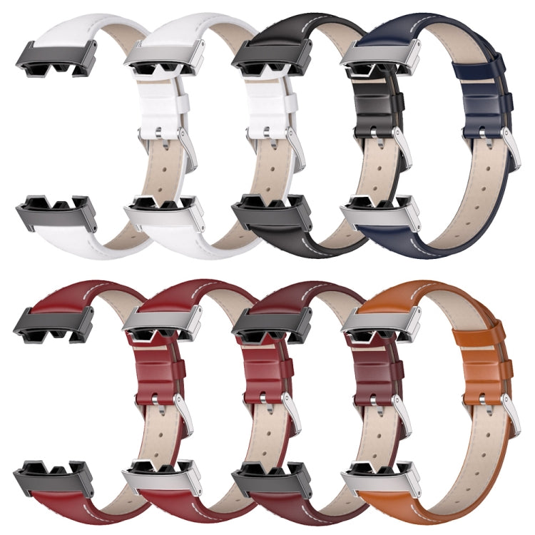 For Redmi Watch 3 Mijobs Genuine Leather Slim Watch Band(Blue Silver)