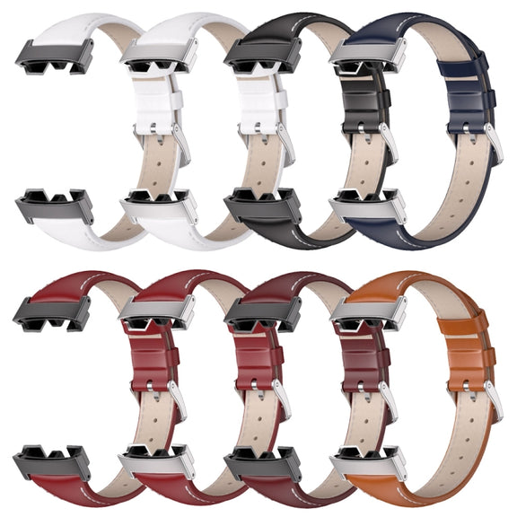 For Redmi Watch 3 Mijobs Genuine Leather Slim Watch Band(Orange Silver)