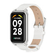 For Xiaomi Smart Band 8 Active / Redmi Band 2 Mijobs Metal Shell Microfiber PU Leather Watch Band(White Silver) - free shipping - PMC TechLife - Order now!
