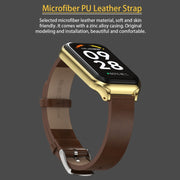 For Xiaomi Smart Band 8 Active / Redmi Band 2 Mijobs Metal Shell Microfiber PU Leather Watch Band(Red Silver)