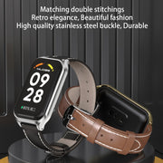 For Xiaomi Smart Band 8 Active / Redmi Band 2 Mijobs Metal Shell Microfiber PU Leather Watch Band(Grey Silver)