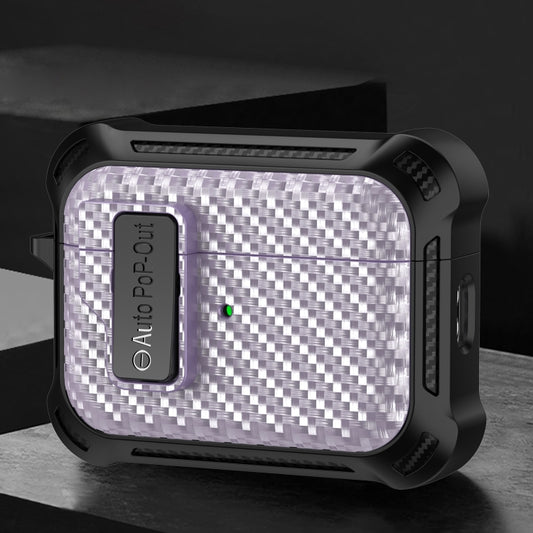 For AirPods 3 Alpha Carbon Fiber Wireless Bluetooth Earphone Protective Case(Purple) - free shipping - PMC Jewellery - Order now!
