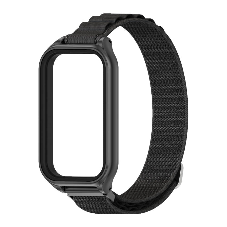 For Xiaomi Smart Band 8 Active / Redmi Band 2 Mijobs Metal Shell Nylon Breathable Watch Band(Black) - Watch Bands by MIJOBS | Online Shopping South Africa | PMC TechLife | Buy Now Pay Later Mobicred