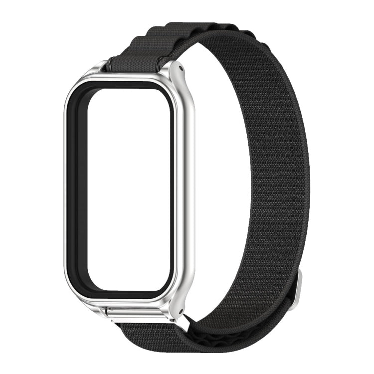 For Xiaomi Smart Band 8 Active / Redmi Band 2 Mijobs Metal Shell Nylon Breathable Watch Band(Black Silver) - free shipping - PMC TechLife - Order now!