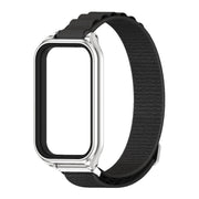 For Xiaomi Smart Band 8 Active / Redmi Band 2 Mijobs Metal Shell Nylon Breathable Watch Band(Black Silver)