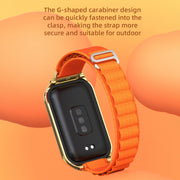For Xiaomi Smart Band 8 Active / Redmi Band 2 Mijobs Metal Shell Nylon Breathable Watch Band(khaki Green Silver)