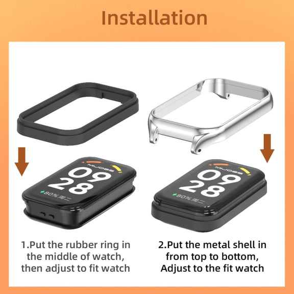 For Xiaomi Smart Band 8 Active / Redmi Band 2 Mijobs Metal Shell Nylon Breathable Watch Band(khaki Green Silver)