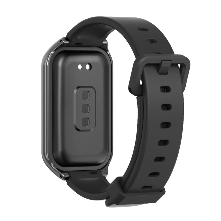 For Xiaomi Smart Band 8 Active / Redmi Band 2 Mijobs Metal Shell Silicone Watch Band(Black)