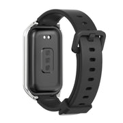 For Xiaomi Smart Band 8 Active / Redmi Band 2 Mijobs Metal Shell Silicone Watch Band(Black Silver)