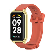 For Xiaomi Smart Band 8 Active / Redmi Band 2 Mijobs Metal Shell Silicone Watch Band(Orange Gold)