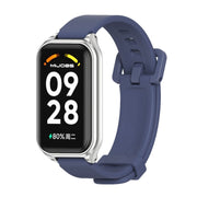 For Xiaomi Smart Band 8 Active / Redmi Band 2 Mijobs Metal Shell Silicone Watch Band(Midnight Blue Silver)