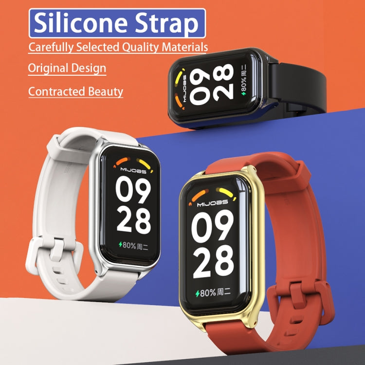 For Xiaomi Smart Band 8 Active / Redmi Band 2 Mijobs Metal Shell Silicone Watch Band(Midnight Blue Silver) - Watch Bands by MIJOBS | Online Shopping South Africa | PMC TechLife | Buy Now Pay Later Mobicred