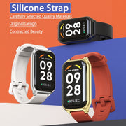 For Xiaomi Smart Band 8 Active / Redmi Band 2 Mijobs Metal Shell Silicone Watch Band(Black Silver)