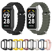For Xiaomi Smart Band 8 Active / Redmi Band 2 Mijobs Metal Shell Ocean Silicone Watch Band(Yellow Gold)