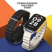 For Xiaomi Smart Band 8 Active / Redmi Band 2 Mijobs Metal Shell Ocean Silicone Watch Band(Yellow Gold)