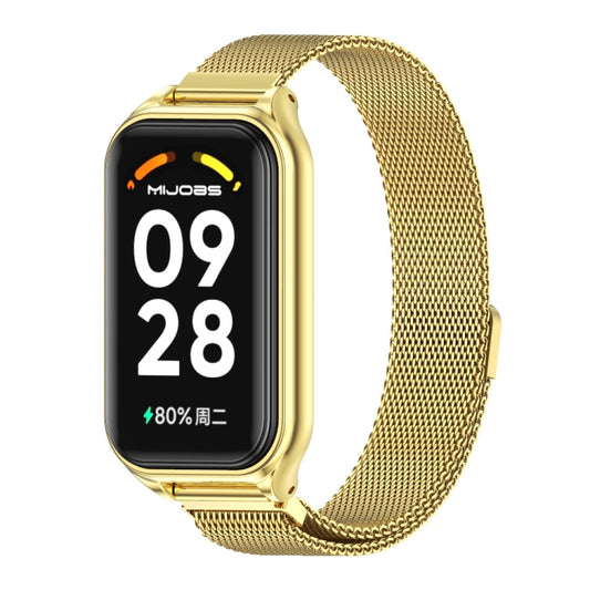 For Xiaomi Smart Band 8 Active / Redmi Band 2 Mijobs Metal Shell + Milan Magnetic Metal Watch Band(Gold) - Watch Bands by MIJOBS | Online Shopping South Africa | PMC Jewellery | Buy Now Pay Later Mobicred
