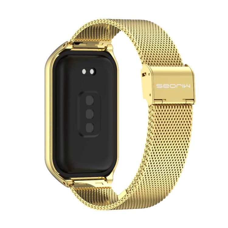 For Xiaomi Smart Band 8 Active / Redmi Band 2 Mijobs Metal Shell + Milan Buckle Metal Watch Band(Gold) - Watch Bands by MIJOBS | Online Shopping South Africa | PMC TechLife | Buy Now Pay Later Mobicred