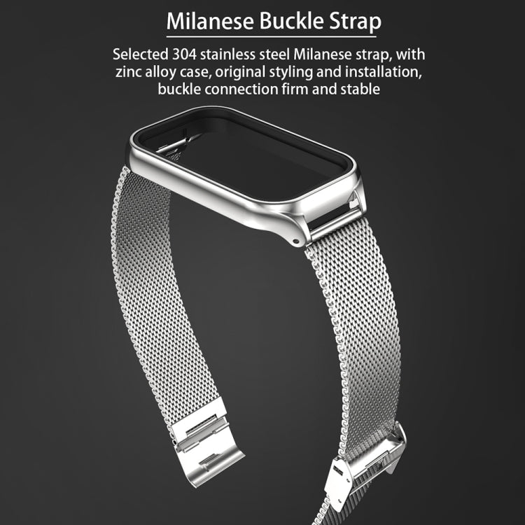 For Xiaomi Smart Band 8 Active / Redmi Band 2 Mijobs Metal Shell + Milan Buckle Metal Watch Band(Silver)