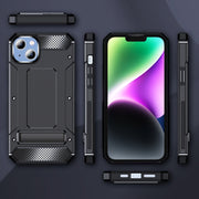 For iPhone 15 Matte Holder Phone Case(Black)