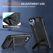 For iPhone 15 Matte Holder Phone Case(Black)