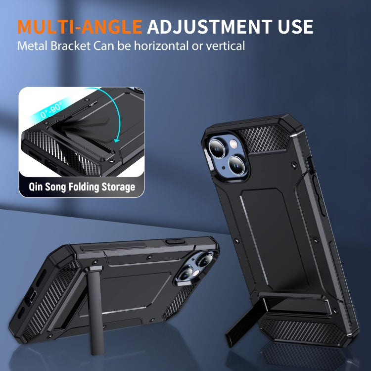 For iPhone 15 Matte Holder Phone Case(Black)