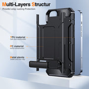 For iPhone 15 Matte Holder Phone Case(Black)