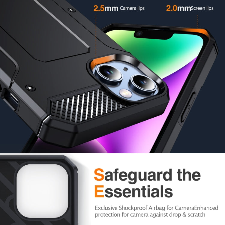 For iPhone 15 Matte Holder Phone Case(Black)