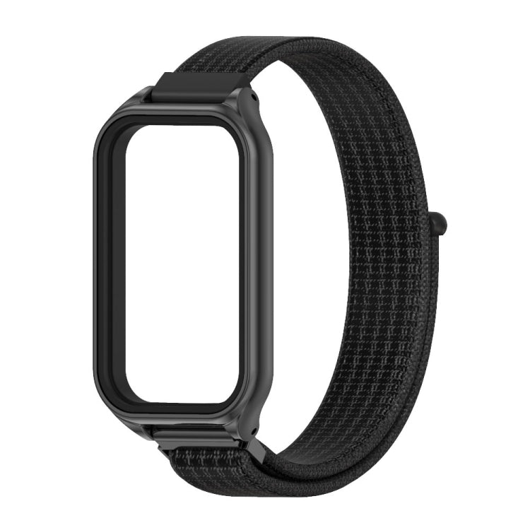 For Xiaomi Smart Band 8 Active / Redmi Band 2 Mijobs Metal Shell Breathable Nylon Loop Watch Band(Black) - Watch Bands by MIJOBS | Online Shopping South Africa | PMC TechLife | Buy Now Pay Later Mobicred