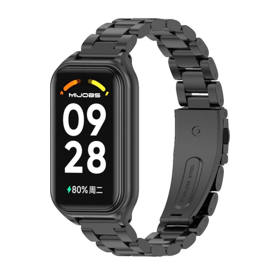 For Xiaomi Smart Band 8 Active / Redmi Band 2 Mijobs Metal Shell + Three-Bead Stainless Steel Watch Band(Black) - free shipping - PMC Jewellery - Order now!